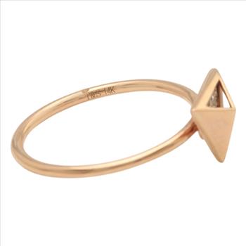 Cute Natural Diamond 14K Solid Rose Gold Triangle Ring
