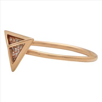 Cute Natural Diamond 14K Solid Rose Gold Triangle Ring