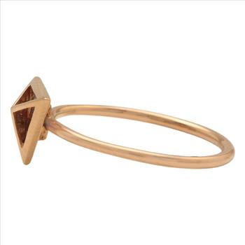 Cute Natural Diamond 14K Solid Rose Gold Triangle Ring