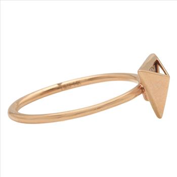 Cute Natural Diamond 14K Solid Rose Gold Triangle Ring