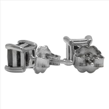 Exquisite 1.20 Carats Natural Black Diamond 14K Solid White Gold Stud Earrings