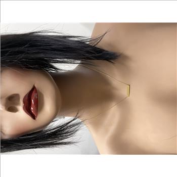 14k Solid Yellow Gold Bar Necklace with Diamond Accent