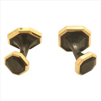 DAVID YURMAN  Authentic 18K Yellow Gold and Forged Carbon Cufflinks