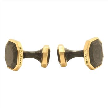 DAVID YURMAN  Authentic 18K Yellow Gold and Forged Carbon Cufflinks