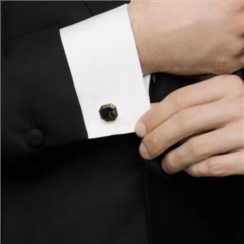 DAVID YURMAN  Authentic 18K Yellow Gold and Forged Carbon Cufflinks