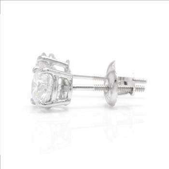 CERTIFIED!!! 2.02 Carats Natural Diamond 14K Solid White Gold Stud Earrings