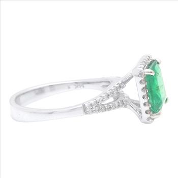 4.00 Carats Natural Emerald and Diamond 14K Solid White Gold Ring
