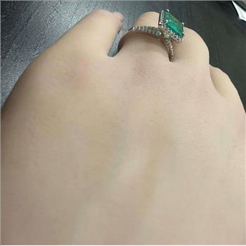 4.00 Carats Natural Emerald and Diamond 14K Solid White Gold Ring