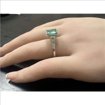 4.00 Carats Natural Emerald and Diamond 14K Solid White Gold Ring