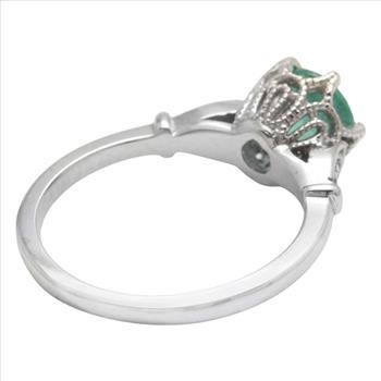  1.18 Carats Natural Emerald and Diamond 14K Solid White Gold Ring