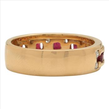 Natural Ruby and Diamond 14K Solid Yellow Gold Men's Ring