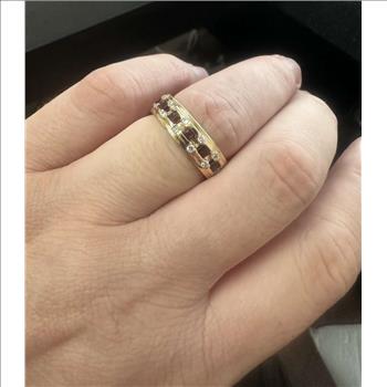 Natural Ruby and Diamond 14K Solid Yellow Gold Men's Ring