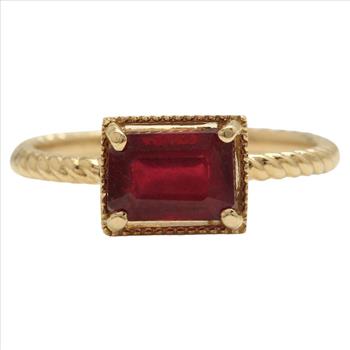 Exquisite Natural Ruby 14K Solid Yellow Gold Ring  