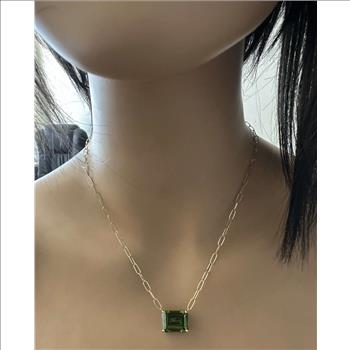 12Ct Natural Peridot 14K Solid Yellow Gold Necklace