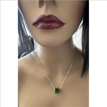 12Ct Natural Peridot 14K Solid Yellow Gold Necklace