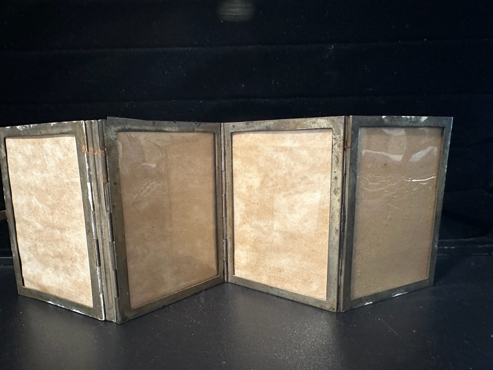 4.06 OZ Vintage .800 Fine German Silver Quad Fold Picture Frame 3"H x 9.25"L