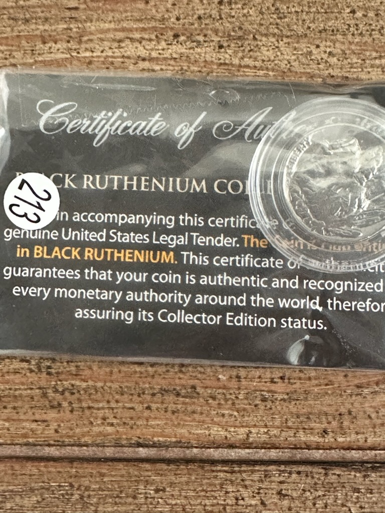 Black Ruthenium Collectible Coin #213