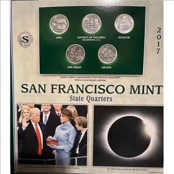 2017 San Francisco Mint State Quarters Set (Iowa District of Columbia, Missouri, New Jerseyl, Indiana) - Coin