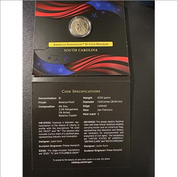2020 American Innovation $1 Reverse Proof Coin South Carolina