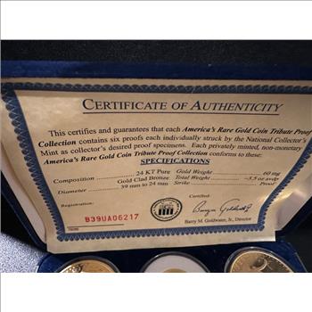 National Collectors Mint - America's Rare Gold Coin Tribute Proof Collection w/ 2010 $50 Buffalo Tribute Proof