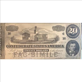 The Confederate States of America Twenty Dollar Note