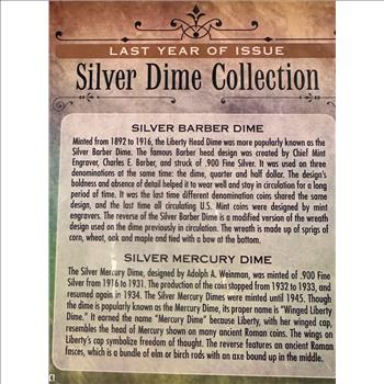 Last Year of Issue Silver Dime Collection (1916 Barber, 1945 Mercury Dime)