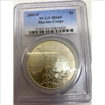 2005 PCGS Marine US Liberty Silver Dollar 