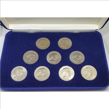 Susan B. Anthony Dollar Set 1979-1981 P,D,S in plush case