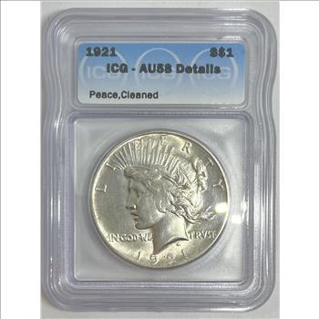 1921 Peace Dollar AU58 Details