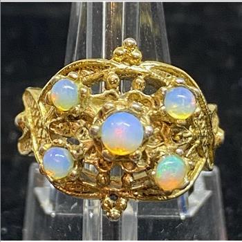 14K Electroplated Gold Opal Ring Size 6.5