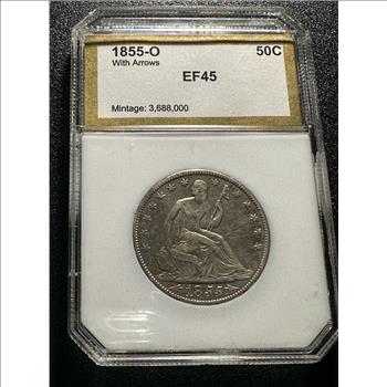 1855-O Seated Half dollar - 50 cent - w/arrows PCI EF45 - Coin