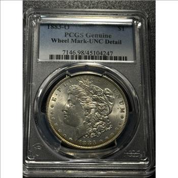 1883-O Morgan Dollar PCGS Genuine Wheel Mark Uncirculated Details - Coin