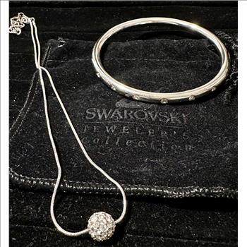 Swarovski Crystal Bangle and Necklace Set