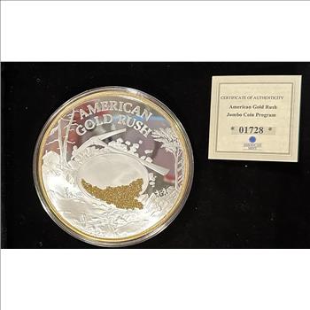 American Gold Rush 100mm Lg Coin - copper/silver & gold plate - Georgia Gold Rush