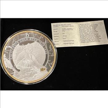 American Gold Rush 100mm Lg Coin - copper/silver & gold plate - California Gold Rush