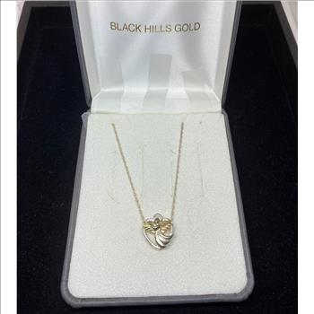 Black Hills Gold - Sterling Silver 12k Gold Angel Heart Necklace