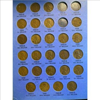 Lincoln Head Cent Collection 1909 to 1940