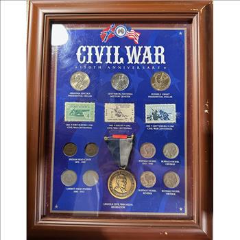 Civil War 150th Anniversary Framed Coin and War Medal Set