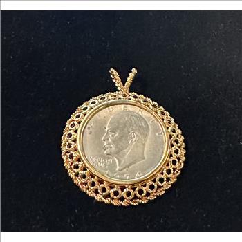 Vintage 1974 Eisenhower Dollar Coin Pendant
