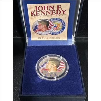 1964 John F. Kennedy Silver Half Dollar in Full Color