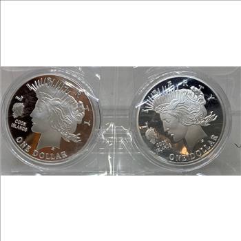 2021 Cook Islands 2 pc set of Morgan/Peace Dollar Commemorative Coins