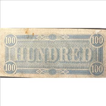 The Confederate States of America Richmond One Hundred Dollar Note