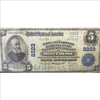 The First and Farmers National Bank and Trust Company of Montrose - National Currency $5 note