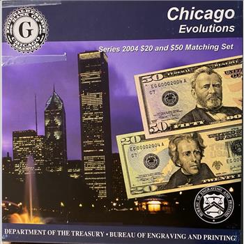2004 U.S. Treasury Chicago Evolutions Series $20 & $50 Matching Set