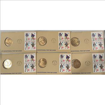 6 pc Lot Bronze Bicentennial 1St Day Cover Medal