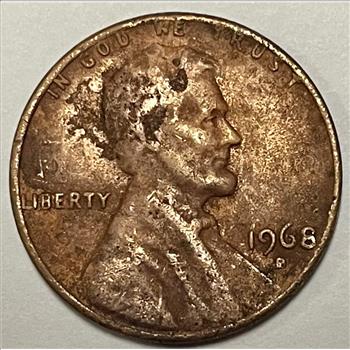1968 D Lincoln Memorial Cent Struck Over 1933 Silver Mercury Dime