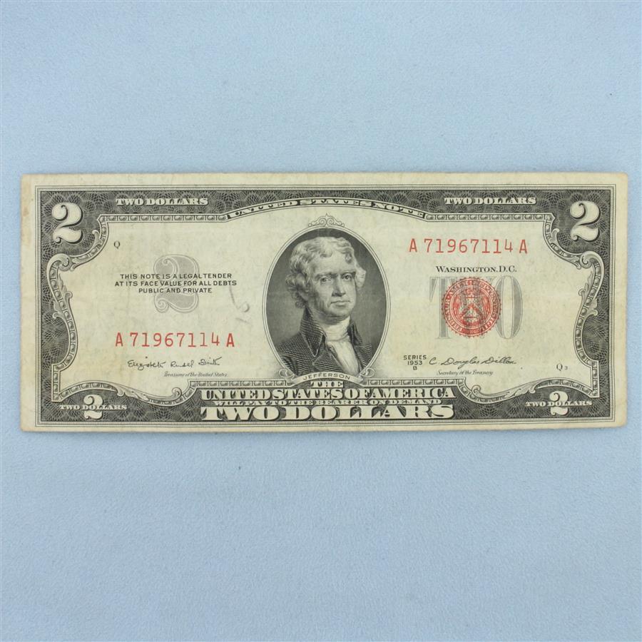 1953 $2 Red Seal Federal Reserve Note Bill