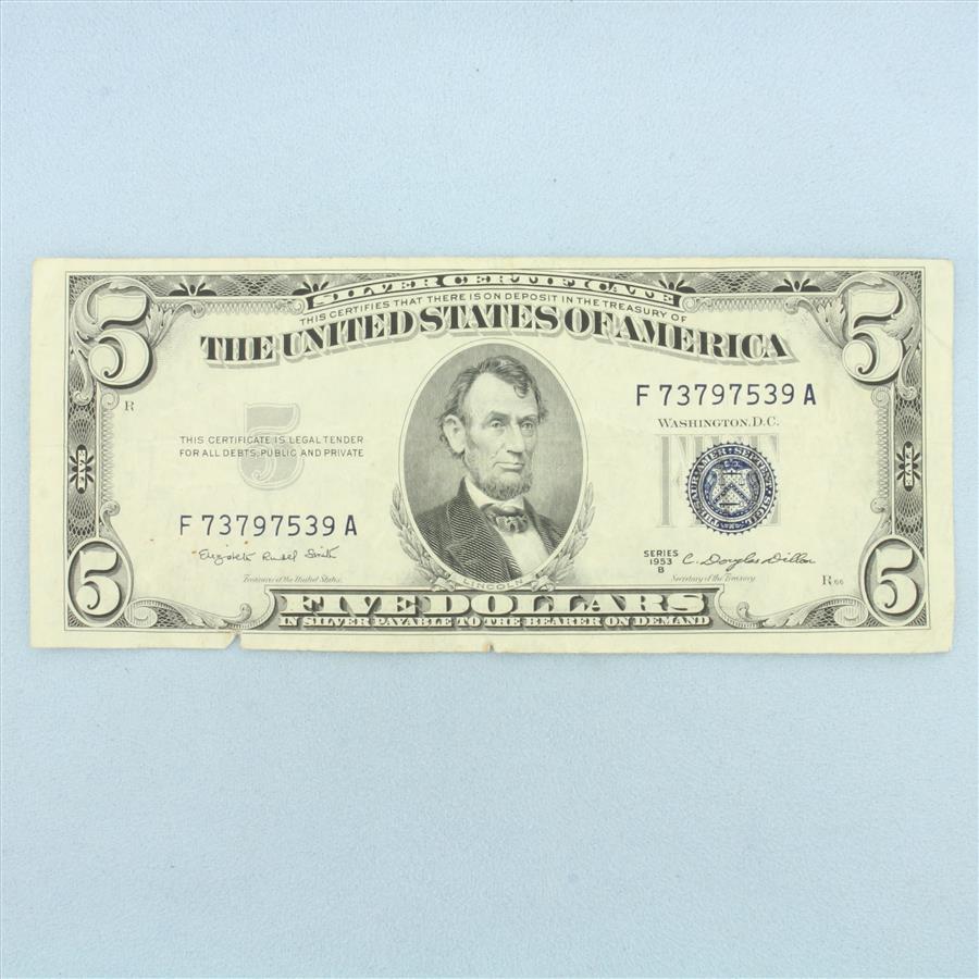 1953B $5 Blue Note Bill | Property Room