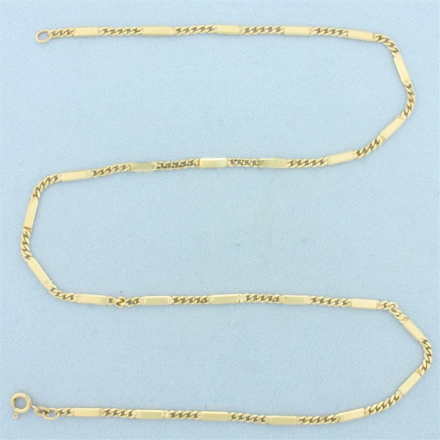 20 Inch Bar Link Chain Necklace in 14k Yellow Gold