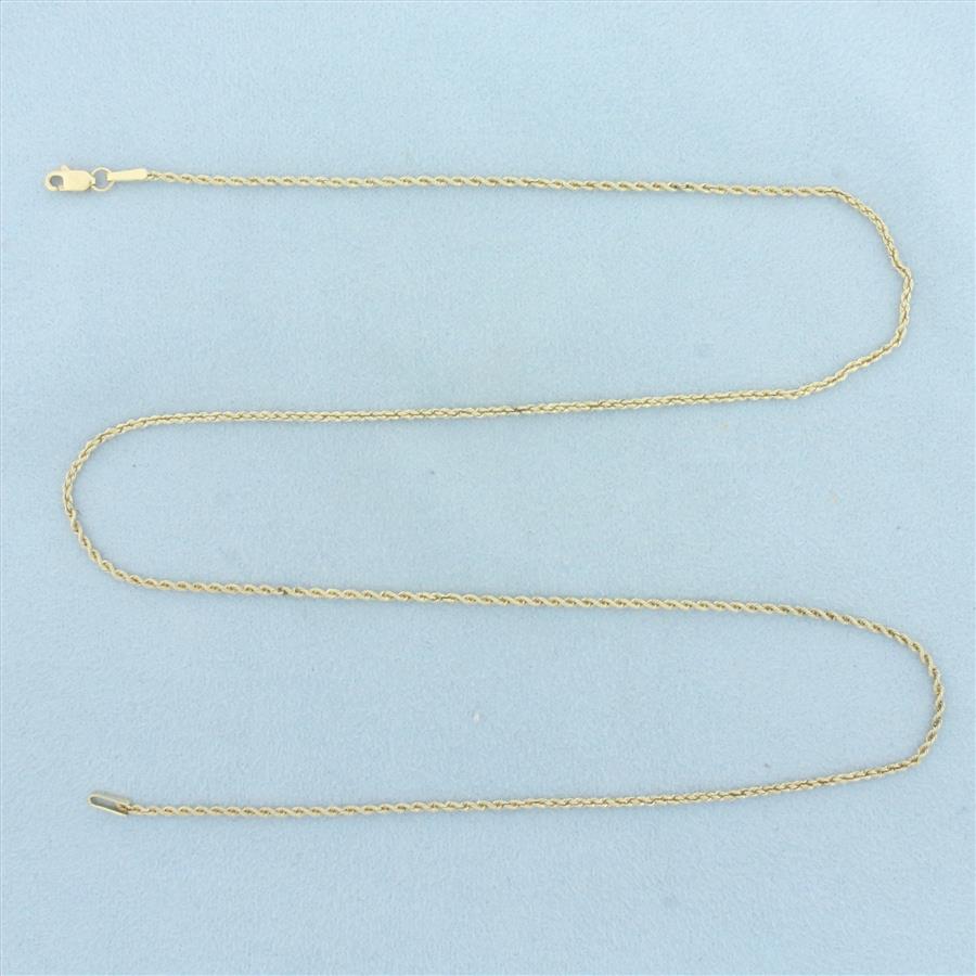 20 Inch Rope Link Chain Necklace in 14k Yellow Gold
